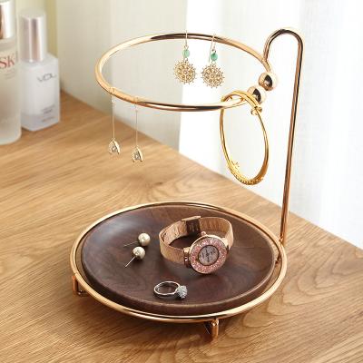 China Multi-Function Home Jewelry Holder Ring Box Jewelry Dish Custom Ring Storage Metal Jewelry Display Necklace Open Box Wooden Jewelry Luxury for sale