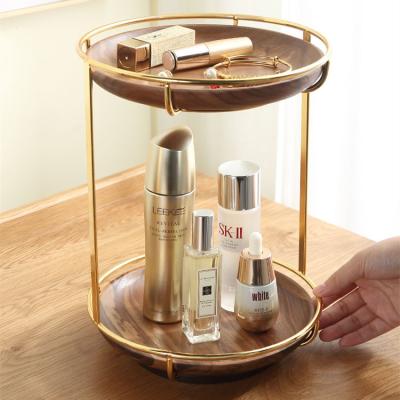 China Jewelry Display Storage 360 ​​Degrees Double Size Rotating Dish Ring Box Necklace Box Luxury Jewelry Salon Solid Wood Storage for sale