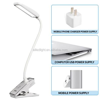 China Duration Modern USB Smart Power Touch Dimming Reading Light Book 3000MAH With Desk Lamp Clip Gooseneck for sale