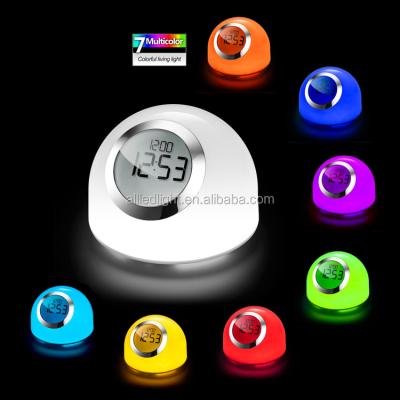 China Modern Ball Shape Sensor Touch Color Changing Led Table Lamp With Alarm Clock for sale