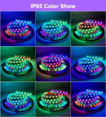 China Silicon IP65 WS2811 LED Strip DC12V Black/White WS2812B PCB 5050 RGB Smart Pixel IC Control Led Strip Light for sale