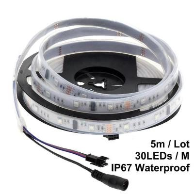 China Indoor and outdoor dream project RGB magic led strip DC12V 6803 IC IP67 LED strip 5050 SMD 150LED waterproof flexible program light+133 rf controller for sale