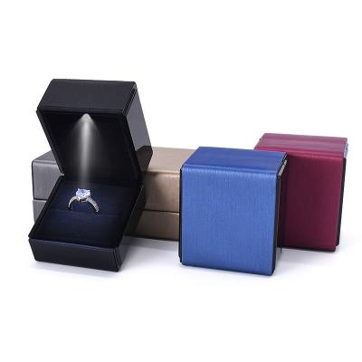 China Wholesale Storage PU Leather LED Light Pendant Ring Jewelry Gift Packaging Display Box High Quality With Low MOQ for sale