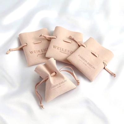 China Safety Factory New Customized Leather Microfiber Suede Jewelry Storage Packaging Bag Printed Logo With Drawstring for sale