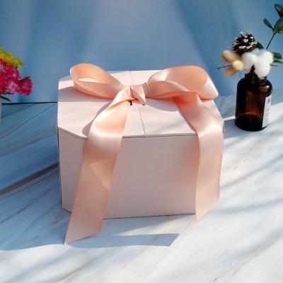 China Wholesale Recyclable Empty Custom Logo Small Paper Cardboard Bowknot Surprise Packing Box Birthday Gift Packaging Box for sale