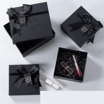 China Wholesale Recyclable Custom Black Bowknot Gift Cardboard Box Valentine's Day Birthday Bridesmaid Gift Wrapping Paper Box for sale