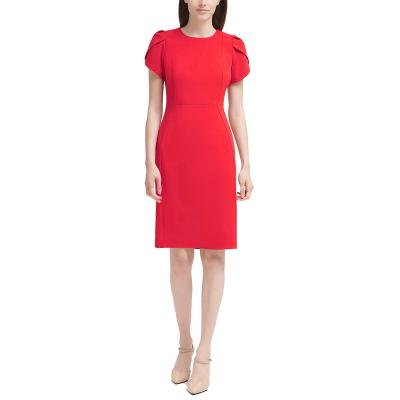 China Factory Wholesale Latest Cotton Anti-Static Short Sleeve Knee-Length Knitted Casual Ladies Elegant Fashion Summer Dress for sale