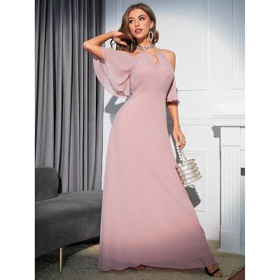 China Ropa Moda Anti-Static Fashionable Pink Sexy Cavity Off The Shoulder Long Maxi Summer Women Elegant Dresses for sale