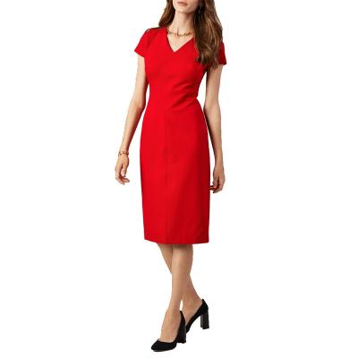 China Europe and America Guangzhou Clothing Solid Color Cotton Spring Bodycon Anti-static Red Short Sleeve Elegant Women Dresses for sale