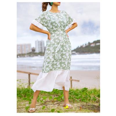 China Latest Anti-Static Maxi Dresses Elegantes Style Summer Half Sleeve Floral Ladies Maxi African Dresses Casual Going Out for sale