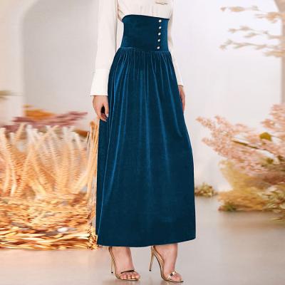 China Fashion Polyester Maxi Faldas Largas High Waist Church Ladies Anti-Static Summer Pleated Long Skirts For Women for sale