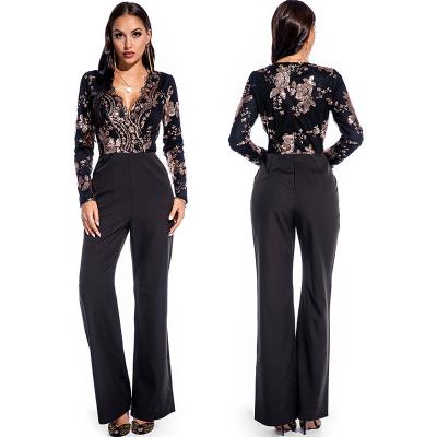 China 2022 Designer Anti-pilling Clothes Famous Brands Fashionable V-Neckline 1Pc Long Sleeve Slim Elegant High-end Sexy Women Overalls for sale