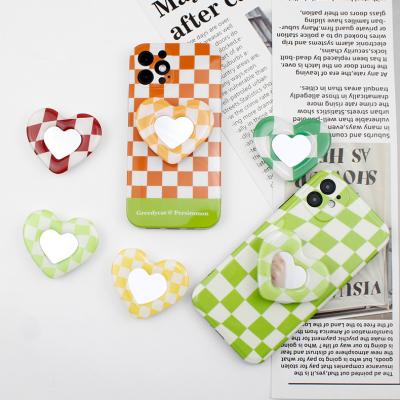 China Adjustable Wholesale Heart Shaped Acrylic Cell Phone Holder Mirror Poppings Phone For Phone Grip for sale