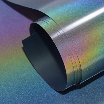 China RFL028 Reflective Textiles Vinyl HTV Roll Heat Transfer Rainbow For Shirts Iron On Fabric Textile Transfer for sale