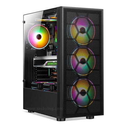 China Gaming Case ATX Cabinet 3.0USB Desktop Support 6PCS RGB Fans Glass Panel PC Mid-Tower ATX Case Computer Case for sale