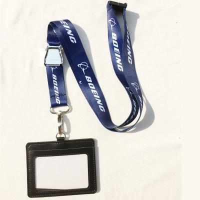 China Polyester Airplane Seatbelt Buckle ID Card Holder Lanyards Airplane Boeing Airline Pilot Lanyards Boarding Pass Neck Strap Boarding Pass String Lanyard for sale