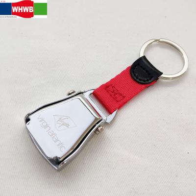 China Custom Classic Seat Belt Buckle Safety Airplane Airline Virgin Metal Air Key Chain Key Ring For Car Interior Key Accessories Gift for sale