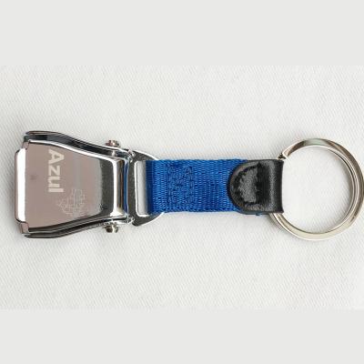 China Azul Brazilian Airlines Airplane Safety Metal Safety Seat Belt Buckle Custom Key Chain Key Ring For Interior Key Car Accessories Gift for sale