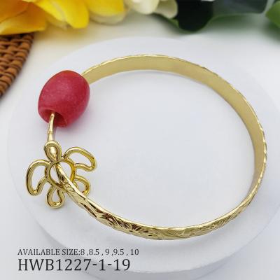 China Hawaiian Bangle Casual/Sporty Hawaiian Bangles Silver Plating Jade Charm Tear Drop Wave Ladies Bangle Bracelet Accessories for sale