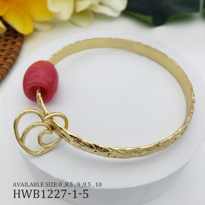 China Luxury Hawaiian Silver Cooper Casual/Sporty Jade Charm Wave Heart Bangle Bracelet Bangle Boho Bracelet for sale