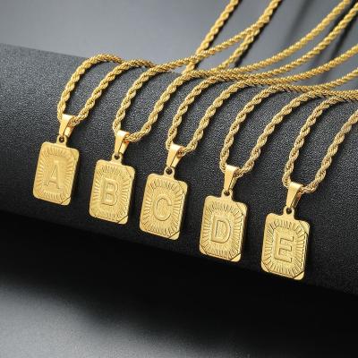 China CLASSIC Fashion Mens And Womens Gold Plated Stainless Steel Initial Necklace for sale