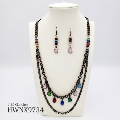 China Vintage Coloful Beaded Chunky Layered Necklace Vintage Design for sale