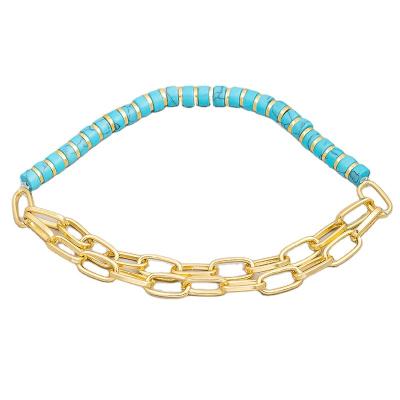 China Factory direct sale lead free nickel free gold chain beaded elastic adjustable bracelet for sale