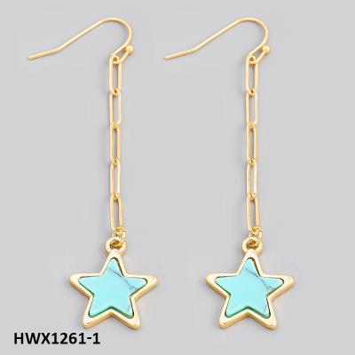 China Casual/Sporty Long Star Chain Link Dangle Earrings for sale