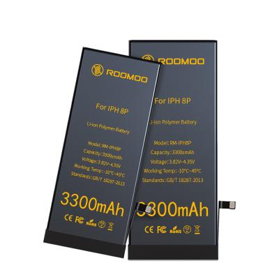 China Mobile Phone 0 Cycle Manufacturing Factory ROOMOO 3300mAh OEM A+ Deep Rechargeable Battery For iPhone 8P for sale