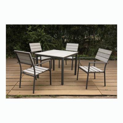 China Poly Design Modern Popular Aluminum Frame Furniture Outdoor Wooden Dining Table And Chair Garden KD Furniture Wooden Dining Set for sale