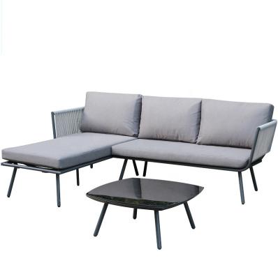 China Modern Rope Corner Sofa Lounge Set Outdoor Furniture Patio Garden Furniture Garden Sofa for sale