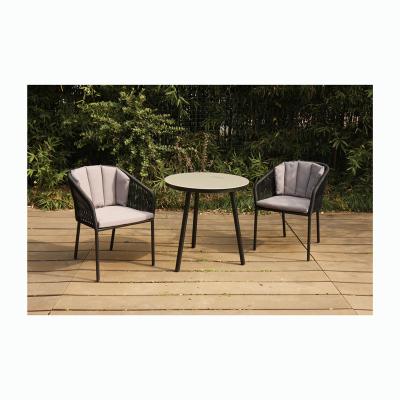 China Modern Rope Dining Set Outdoor Garden Round Table Patio Outdoor Dining Set for sale