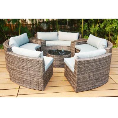 China The latest design of KD patio garden rattan round sofa bed rattan furniture cane garden furniture sofa modern outdoor rattan furniture for sale