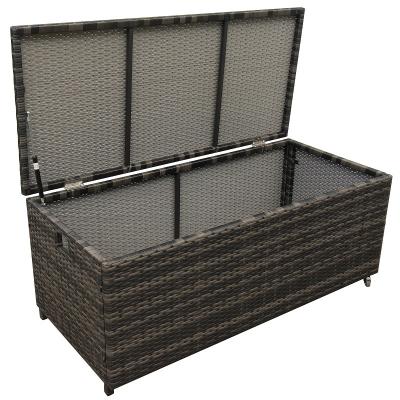 China Viable Outdoor Patio Garden Design Wicker Rattan Storage Box Wicker Trunk for sale