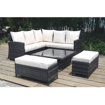 China Modern Rattan Wicker Garden Sofa Set Height Adjustable Outdoor Rattan Patio Table Sofa Cane Outdoor Furniture Rattan Sofa for sale