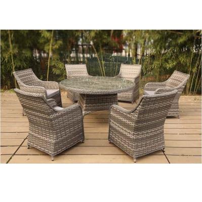 China Modern luxury round table rattan wicker cane sofa chair dining outdoor garden furniture patio rattan wicker sofa set for sale