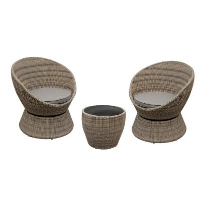 China Modern Outdoor Bistro Chair Rattan Garden Sofa Swivel Rattan Garden Patio Cane Furniture Sofa Set for sale