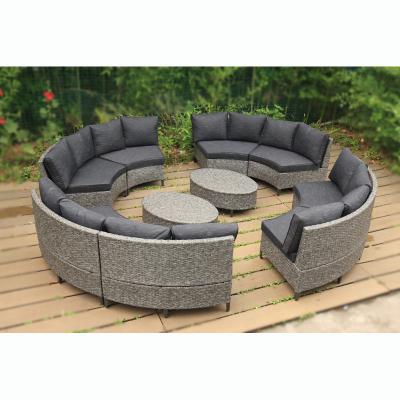 China Newest Modern Garden Round Furniture Cane Rattan Sofa Furniture Rattan Outdoor Wicker Sofa Outdoor Furniture for sale