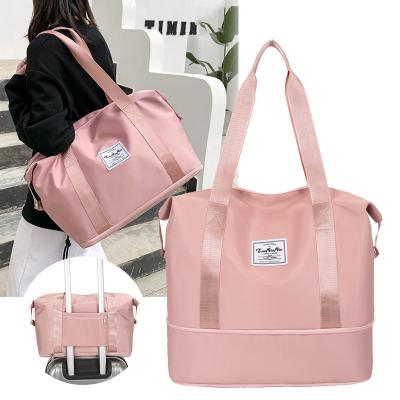 China Fashion Gym Foldable Travel Bag Large Overnight Duffel Bag Pink Expansion Spend Overnight Bags for sale