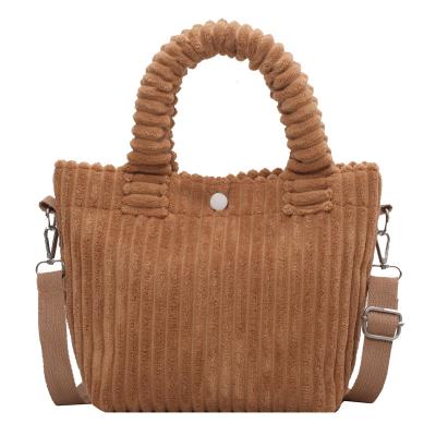 China Fashion Women Fashion Tote Bag Korean Corduroy Retro Shopping Messenger Bag for sale