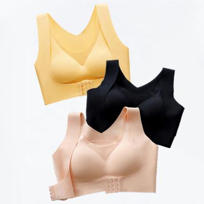 China QUICK DRY Sexy.Push Up.Gather Plus Size Women's Underwear Cross Back Sports Bra Front Closure Honeycomb Latex Big Size Women's Underwear for sale