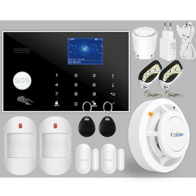 China 11 Languages RFID TFT Touch Keyboard 433MHz Home Burglar Alarm Wireless & Wired Detector Compatible Alexa Wifi GSM Alarm System for sale