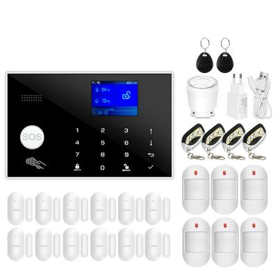 China APP Home Burglar Alarm Wireless Detector RFID TFT Touch Keyboard 11 Languages 433MHz Compatible Alexa Tuya Wifi GSM Alarm System for sale