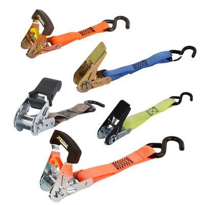 China Custom Polyester XSTRAP GS Tie Down Ratchet Cargo Lashing Belt Ratchet Tie Down Ties 4 Bundles With S Hook for sale