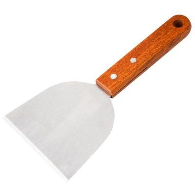 China Stocked Stainless Steel Scraper Cutter With Wooden Handle Kitchen Bar Cake Cream Scraper Home Tools for sale