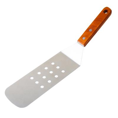 China Stocked Kitchen Tools Steak Fried Shovel Spatula Pizza Peel Stainless Steel Pizza Peel Skin With Wooden Handle for sale