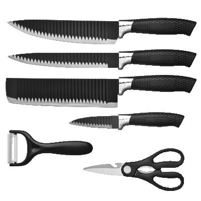 China 6pcs Stainless Steel Color Chef Knife Fruit Knife Scissors Kitchen Knife Stocked Coated Non-Stick Set for sale