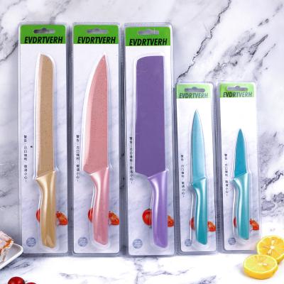 China Hot Sale Chef's Knives Set Colored Landscape Stocked Premium Steel Kitchen Knife Set Cooking Gift For Home Use for sale