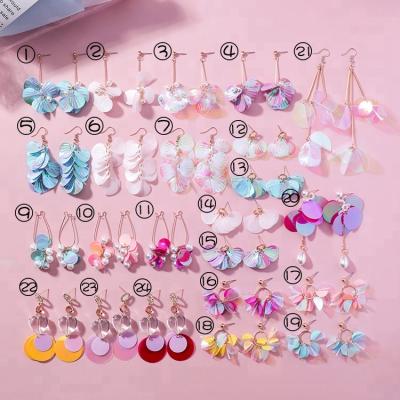 China Fashionable Sweet Xus Long Wildflower Tassel Around Colorful Sequin Earrings for sale