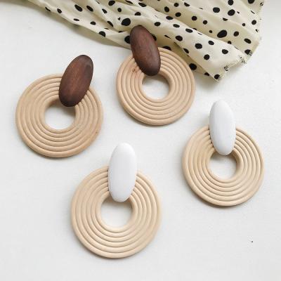 China BOHEMIA Fashion Log Earrings Spirals Handmade Earrings Wooden Stud Earrings for sale